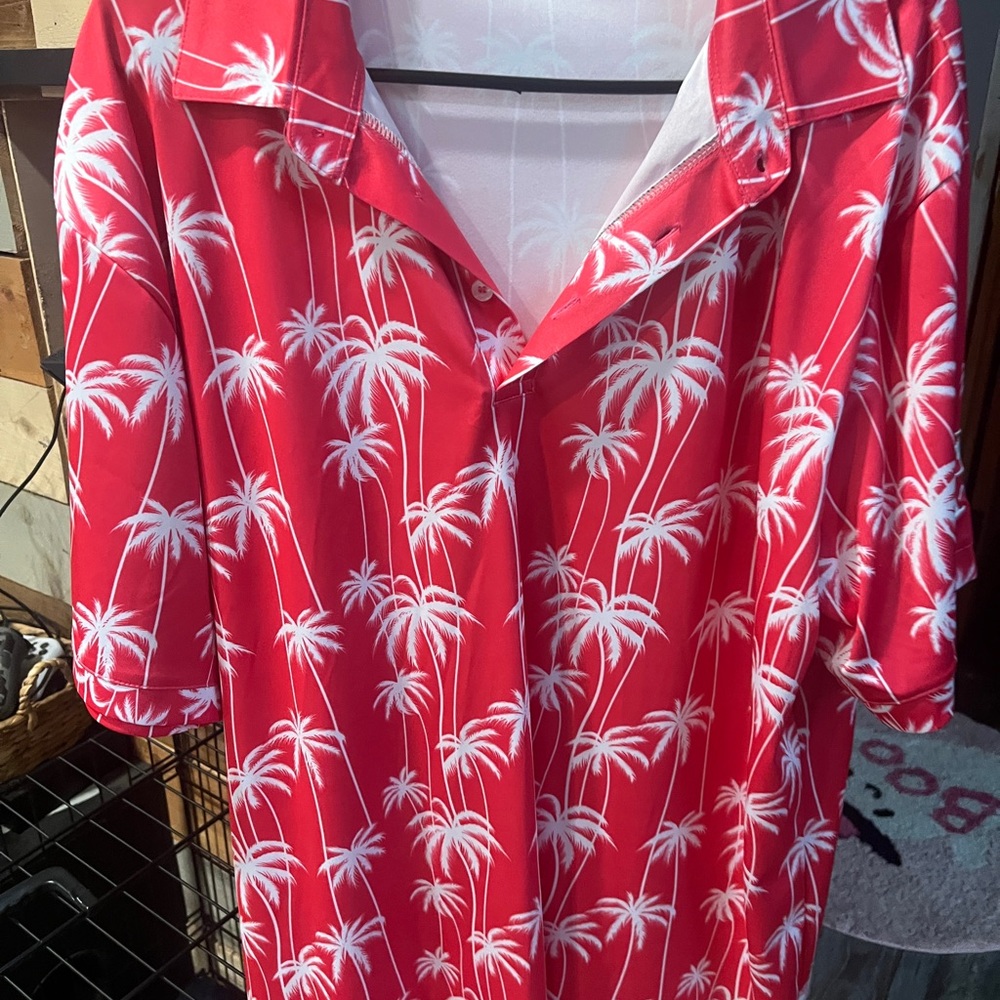 Red Palm Tree Print Men's Shirt